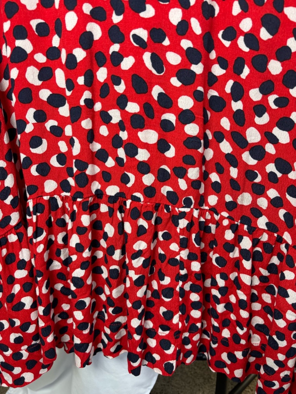 Free Assembly Red, White, Blue Printed Ruffle-Hem Dress w/Pockets Women’s XL - Picture 6 of 8